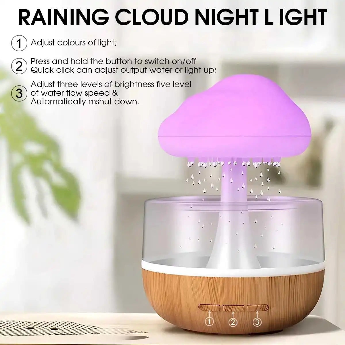 🌧️ Rain Cloud Humidifier Lamp